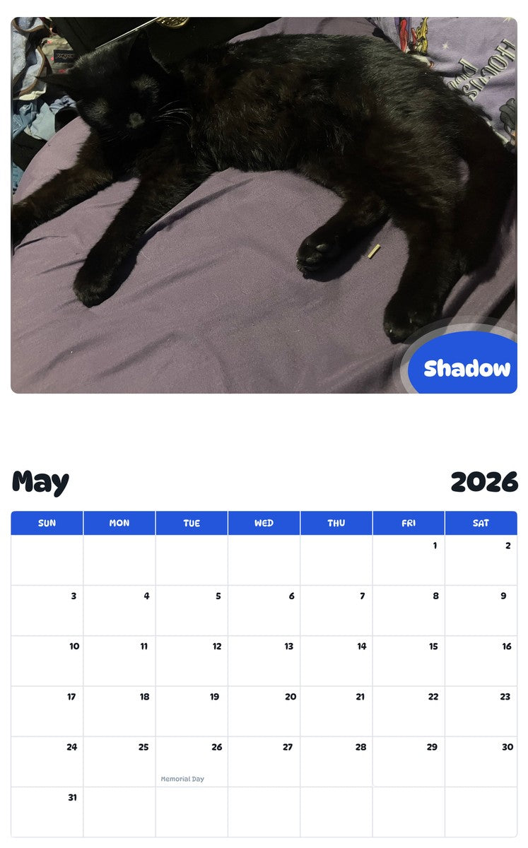 2026 - 2027 Shadow - Pawidols Pet Calendar
