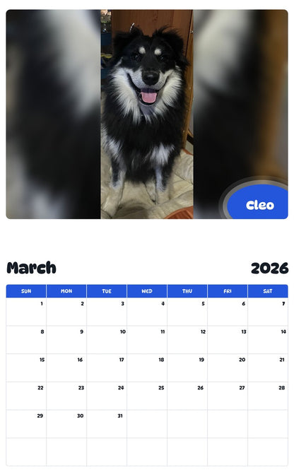 November 2025 - October 2026 Cleo - Pawidols Pet Calendar