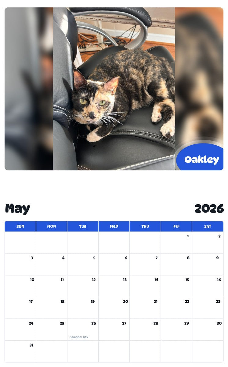 2026 - 2027 Oakley - Pawidols Pet Calendar