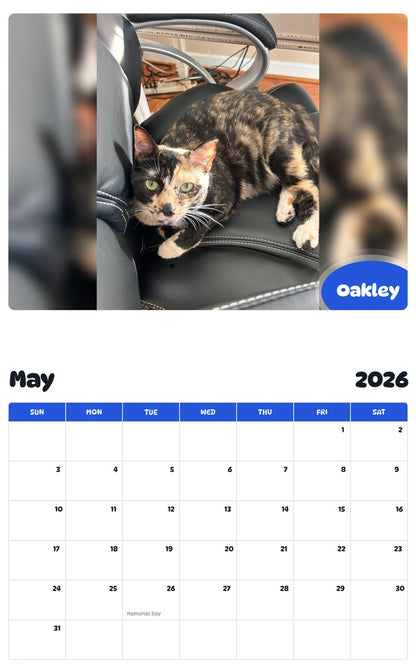 2026 - 2027 Oakley - Pawidols Pet Calendar