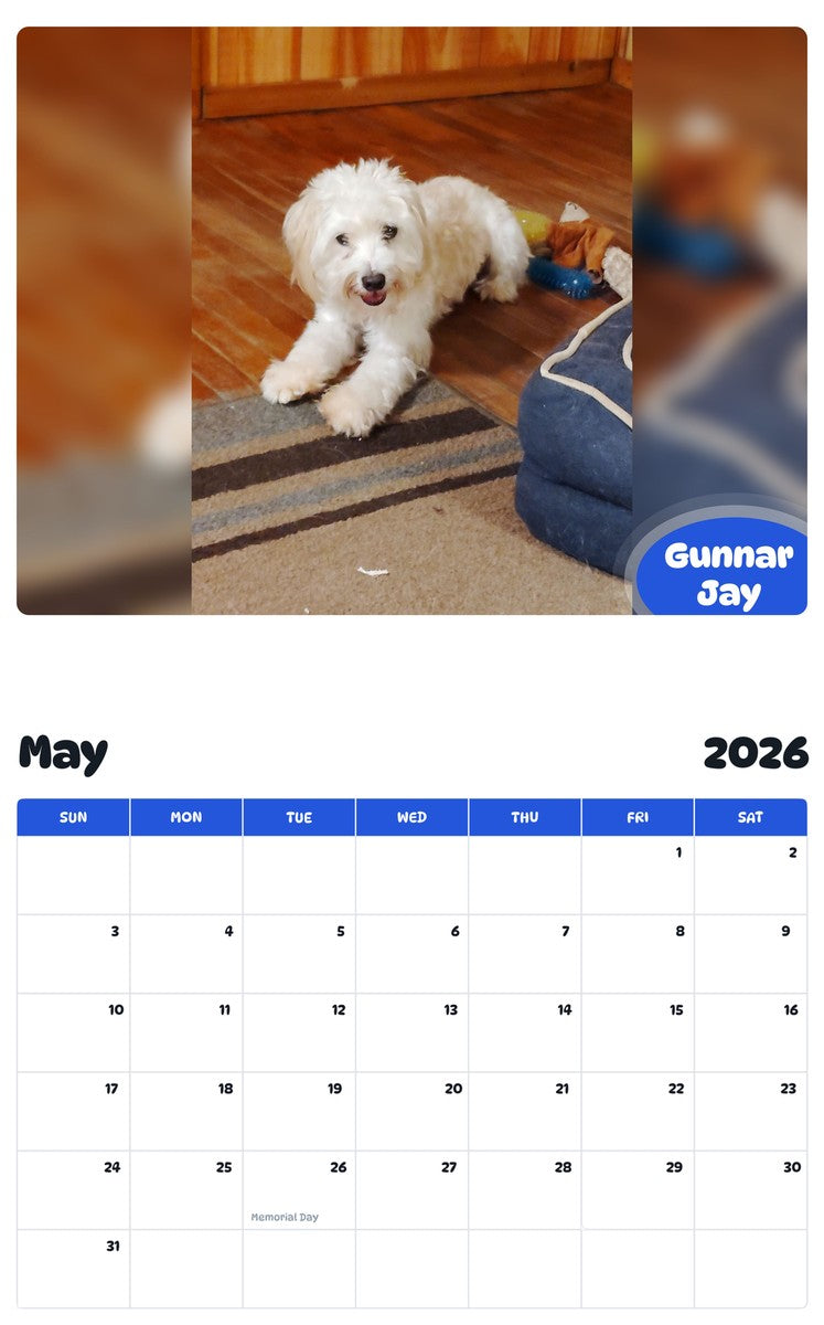 2026 - 2027 Gunnar Jay - Pawidols Pet Calendar