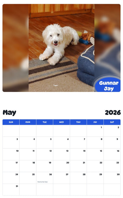 2026 - 2027 Gunnar Jay - Pawidols Pet Calendar