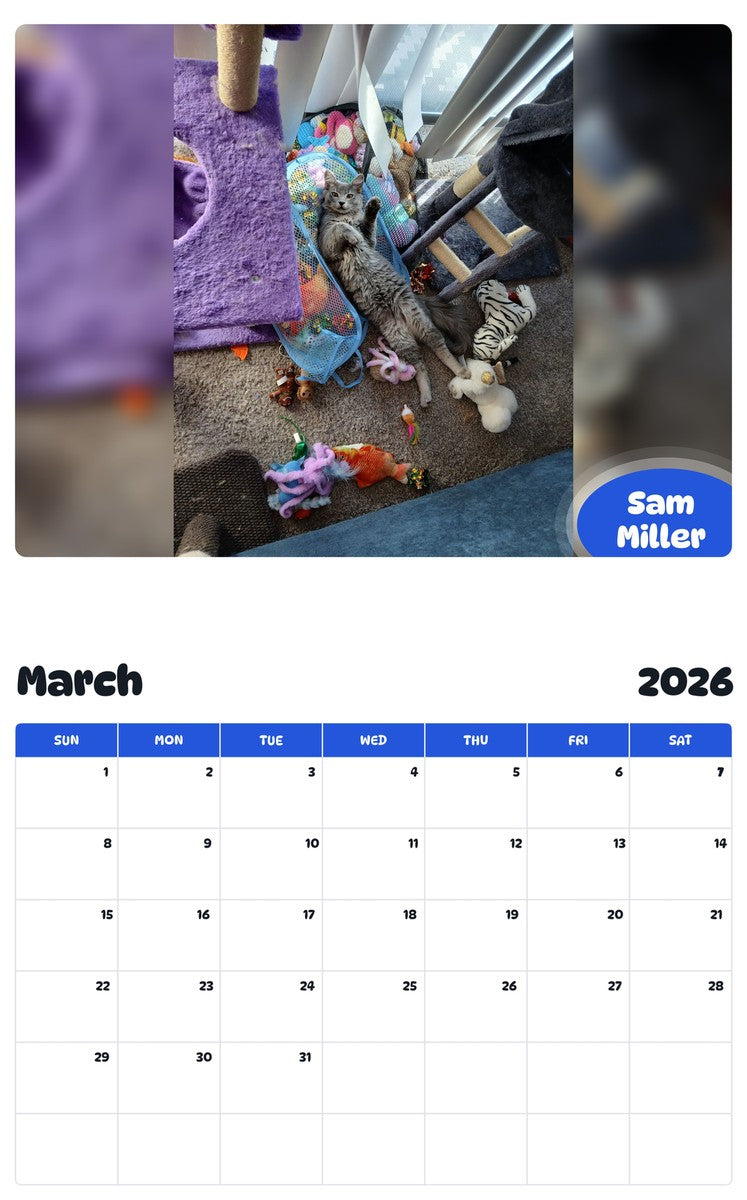 November 2025 - October 2026 Sam Miller - Pawidols Pet Calendar