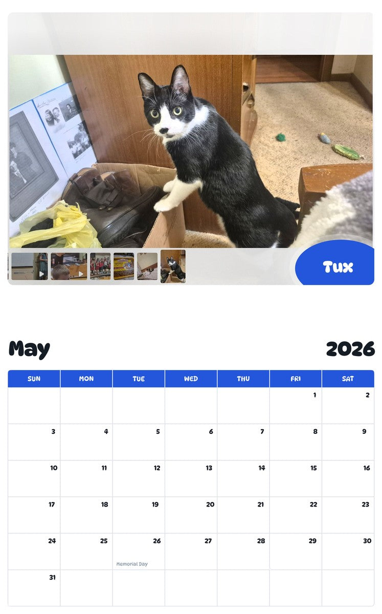 2026 - 2027 Tux - Pawidols Pet Calendar