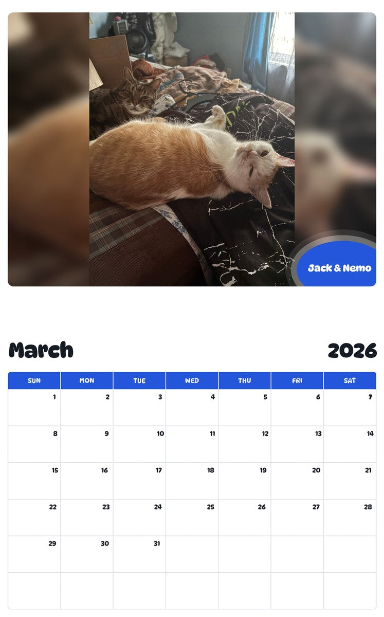 November 2025 - October 2026 Jack & Nemo - Pawidols Pet Calendar