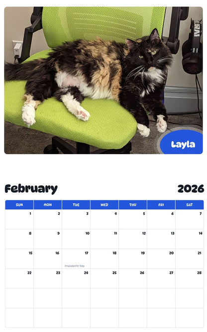 November 2025 - October 2026 Layla - Pawidols Pet Calendar
