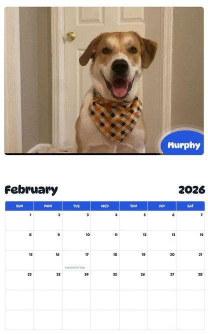 November 2025 - October 2026 Murphy - Pawidols Pet Calendar