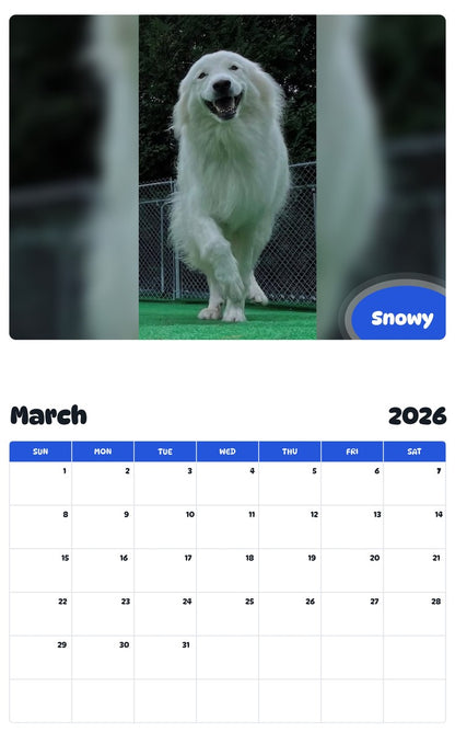 November 2025 - October 2026 Snowy - Pawidols Pet Calendar