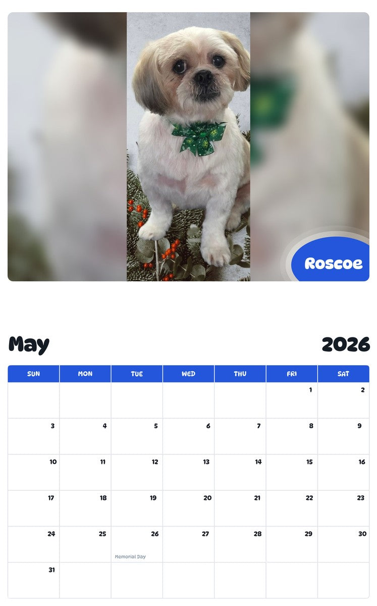 2026 - 2027 Roscoe - Pawidols Pet Calendar