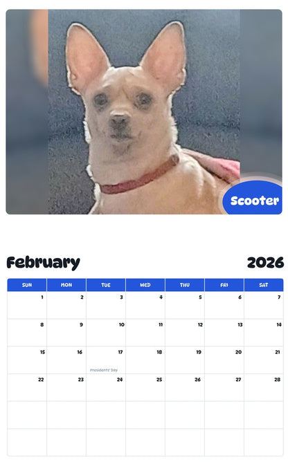 October 2025 - September 2026 Scooter - Pawidols Pet Calendar