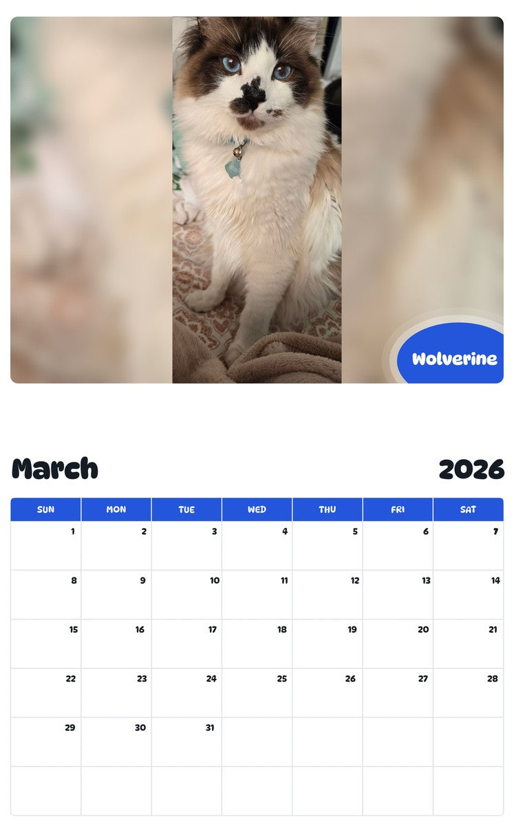 November 2025 - October 2026 Wolverine - Pawidols Pet Calendar