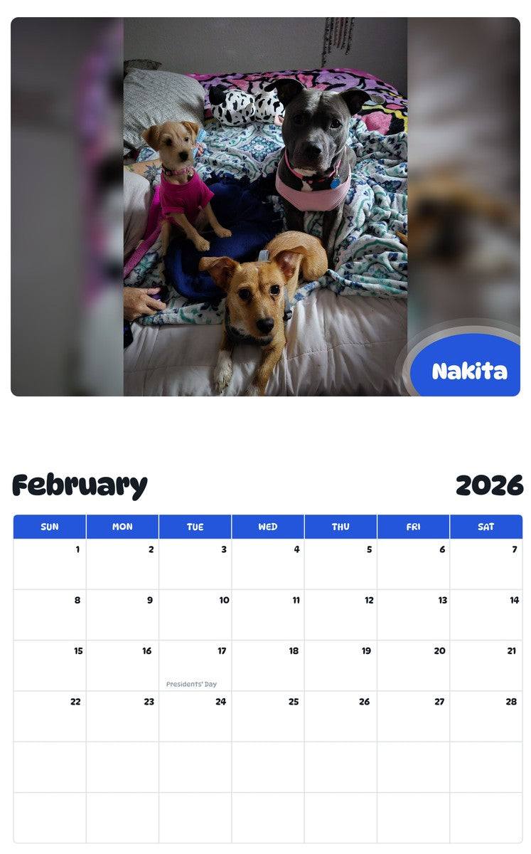 October 2025 - September 2026 Nakita - Pawidols Pet Calendar
