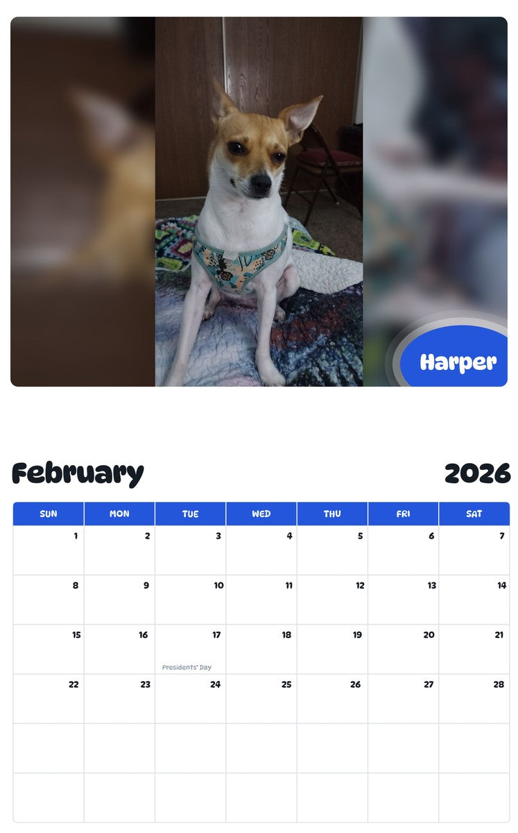 October 2025 - September 2026 Harper - Pawidols Pet Calendar