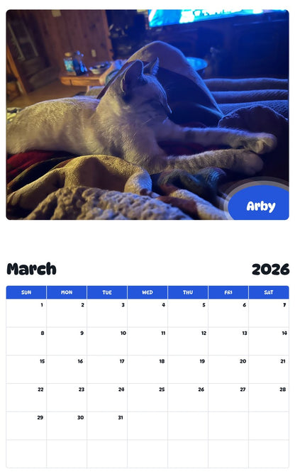 November 2025 - October 2026 Arby - Pawidols Pet Calendar