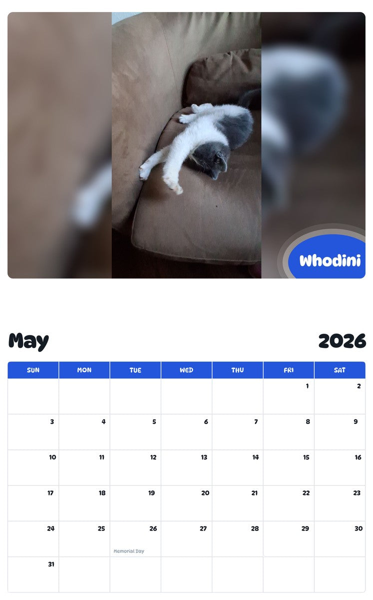 2026 - 2027 Whodini - Pawidols Pet Calendar