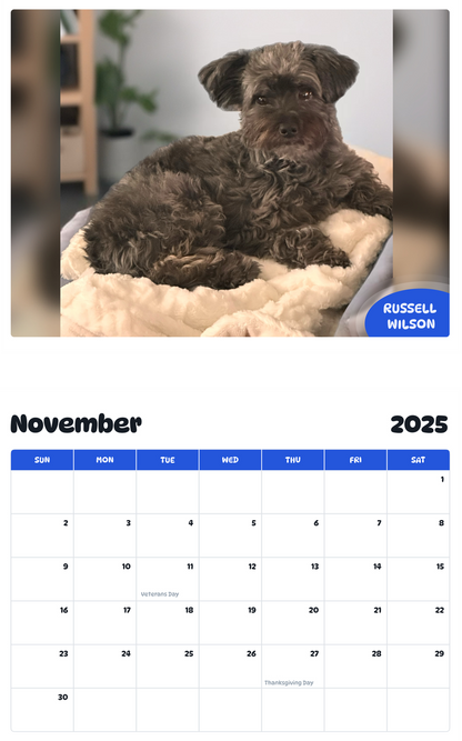 July 2025 - June 2026 Russell Wilson - Pawidols Pet Calendar