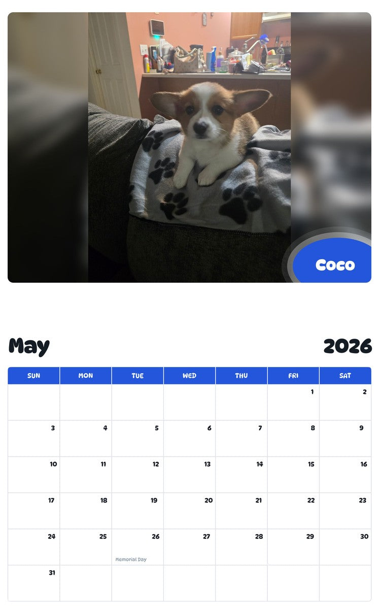 2026 - 2027 Coco - Pawidols Pet Calendar