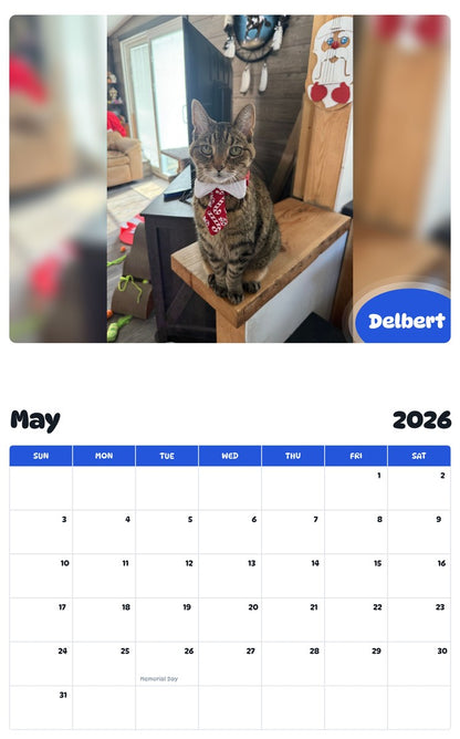 2026 - 2027 Delbert - Pawidols Pet Calendar