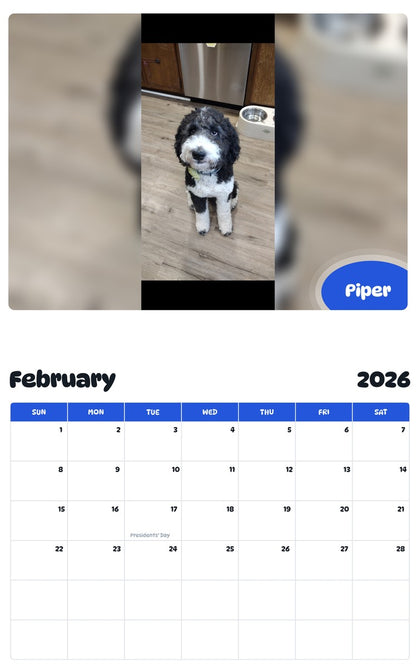 October 2025 - September 2026 Piper - Pawidols Pet Calendar