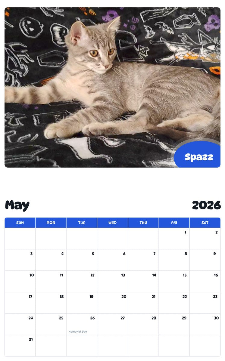 2026 - 2027 Spazz - Pawidols Pet Calendar