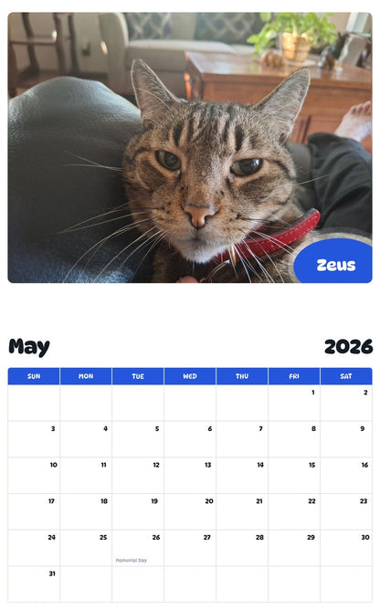 2026 - 2027 Zeus - Pawidols Pet Calendar