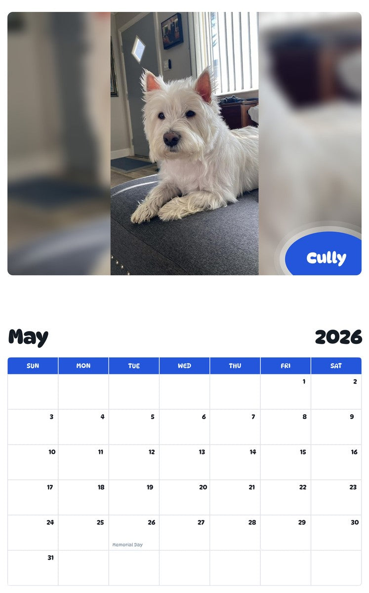 2026 - 2027 Cully - Pawidols Pet Calendar