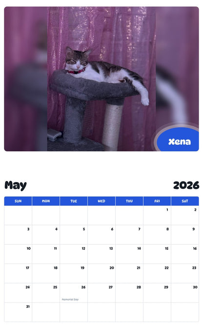 2026 - 2027 Xena - Pawidols Pet Calendar