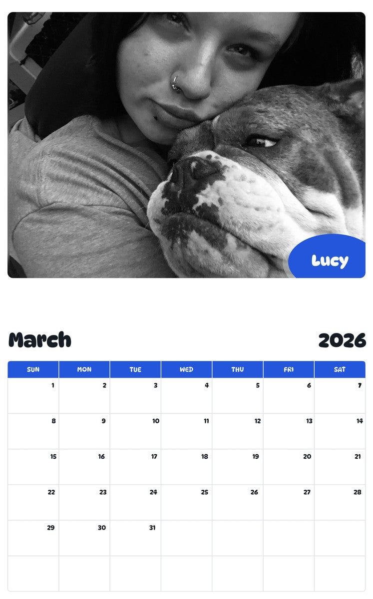 November 2025 - October 2026 Lucy - Pawidols Pet Calendar