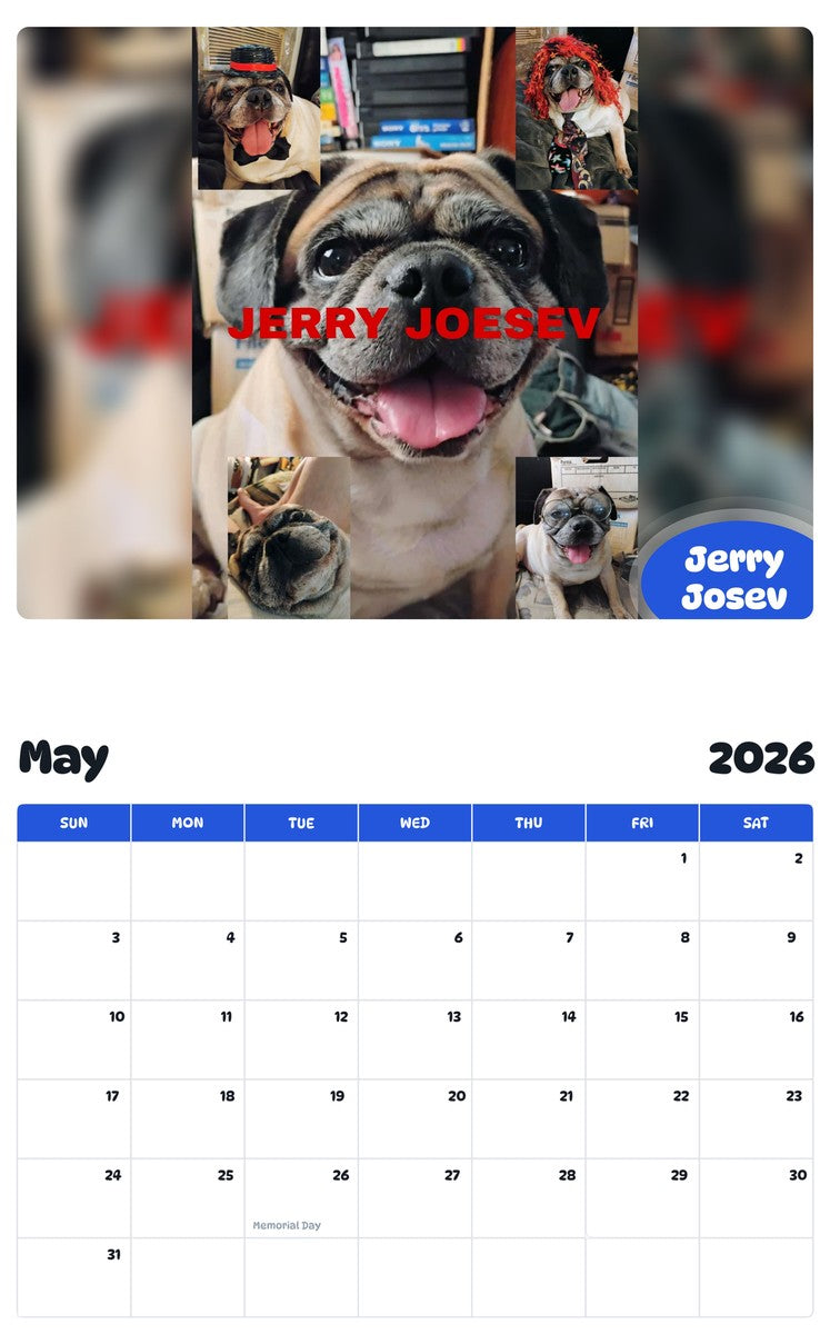 2026 - 2027 Jerry Josev - Pawidols Pet Calendar