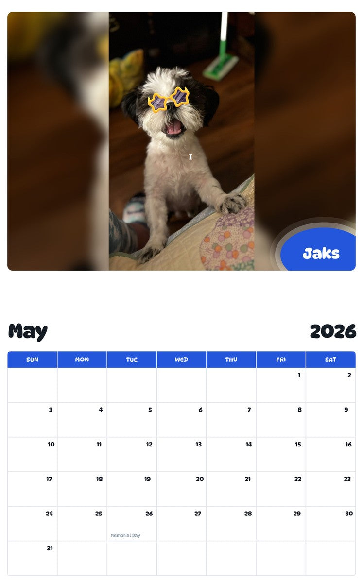 2026 - 2027 Jaks - Pawidols Pet Calendar