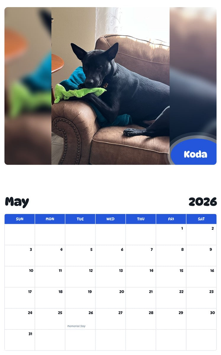2026 - 2027 Koda - Pawidols Pet Calendar