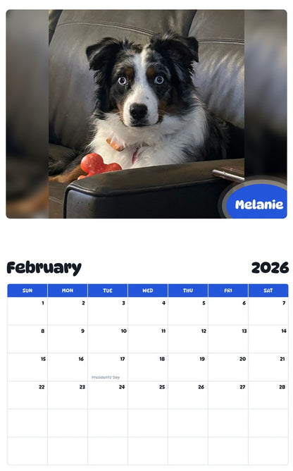 October 2025 - September 2026 Melanie - Pawidols Pet Calendar