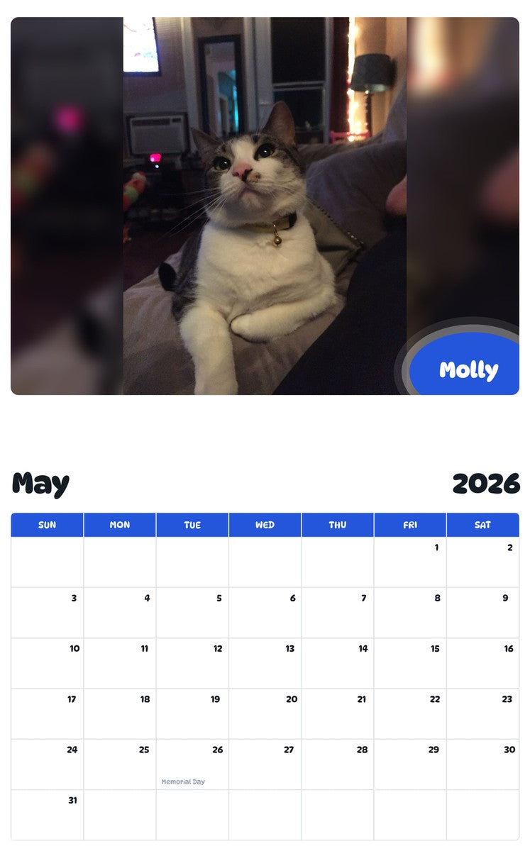 2026 - 2027 Molly - Pawidols Pet Calendar