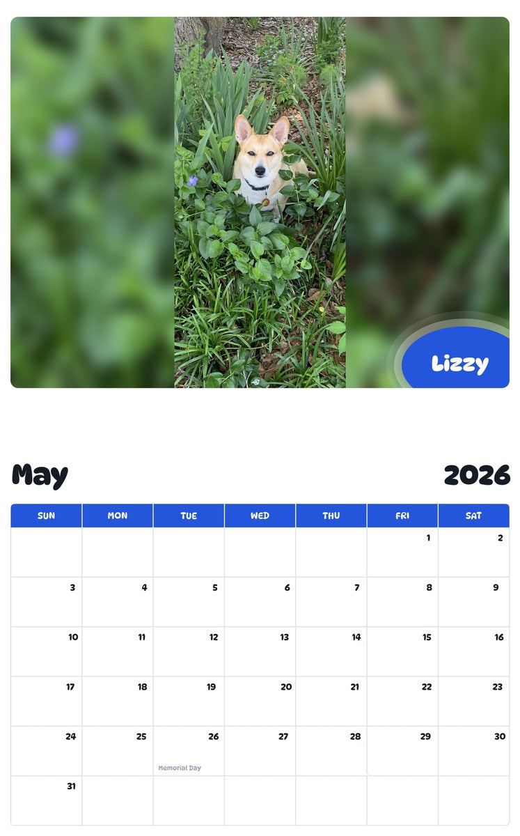 2026 - 2027 Lizzy - Pawidols Pet Calendar