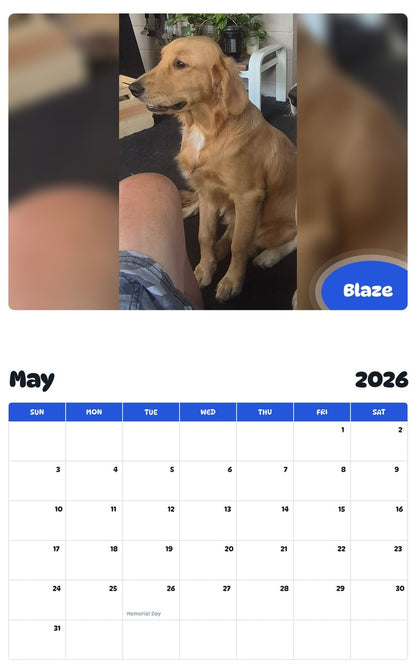 2026 - 2027 Blaze - Pawidols Pet Calendar