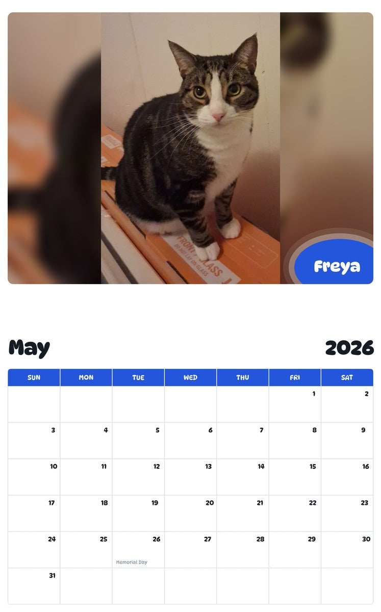 2026 - 2027 Freya - Pawidols Pet Calendar