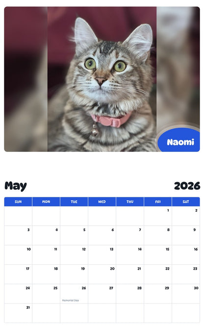 2026 - 2027 Naomi - Pawidols Pet Calendar