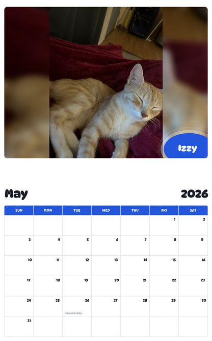 2026 - 2027 Izzy - Pawidols Pet Calendar