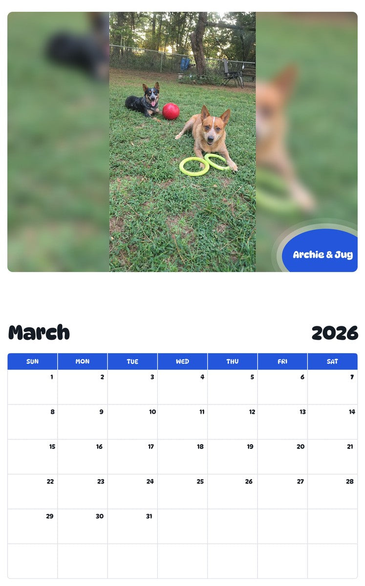 November 2025 - October 2026 Archie & Jug - Pawidols Pet Calendar