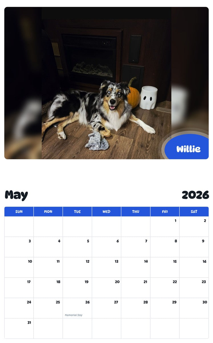 2026 - 2027 Willie - Pawidols Pet Calendar