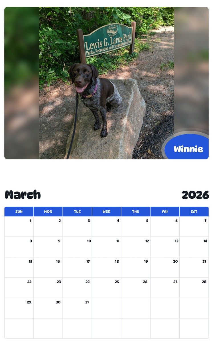 November 2025 - October 2026 Winnie - Pawidols Pet Calendar