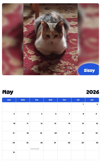 2026 - 2027 Sissy - Pawidols Pet Calendar