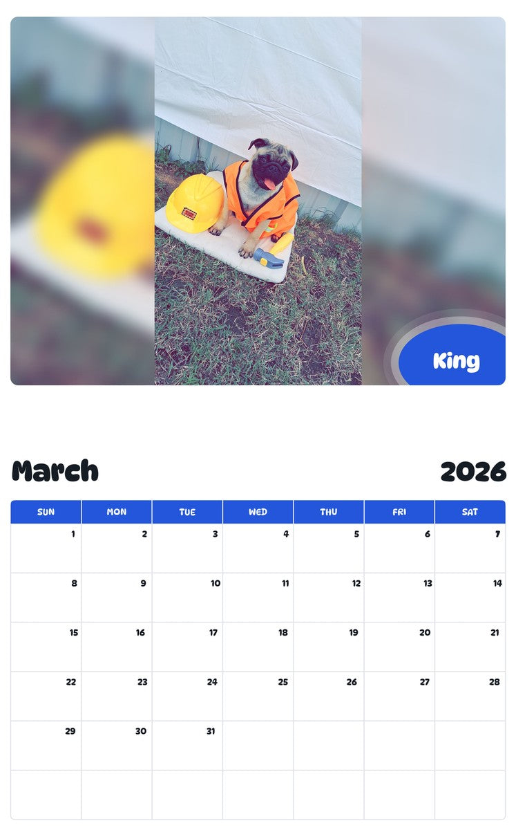 November 2025 - October 2026 King - Pawidols Pet Calendar