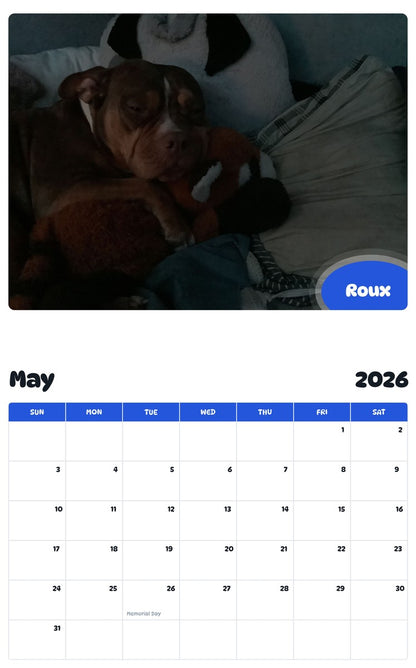 2026 - 2027 Roux - Pawidols Pet Calendar