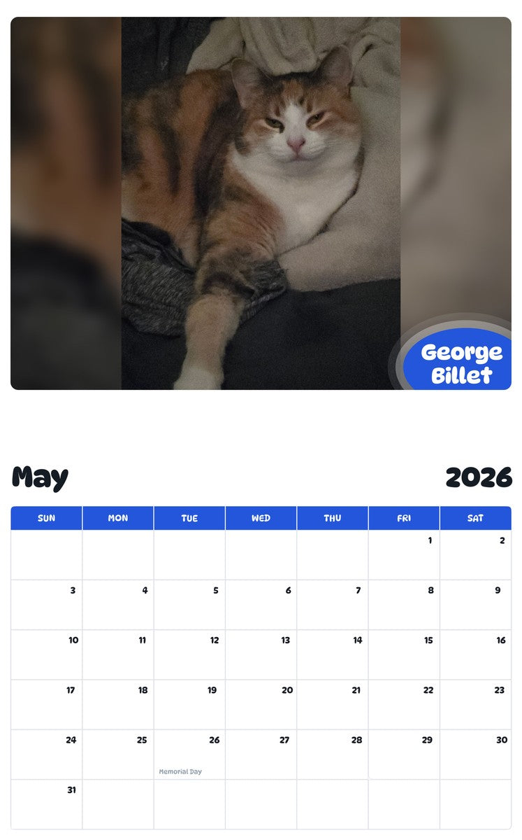 2026 - 2027 George Billet - Pawidols Pet Calendar