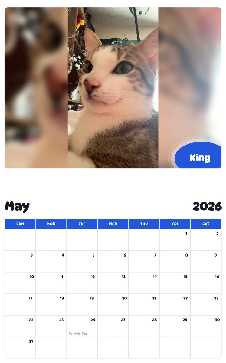 2026 - 2027 King - Pawidols Pet Calendar