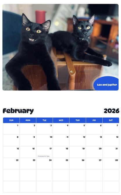October 2025 - September 2026 Leo and jupiter - Pawidols Pet Calendar