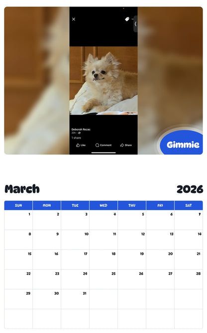 November 2025 - October 2026 Gimmie - Pawidols Pet Calendar