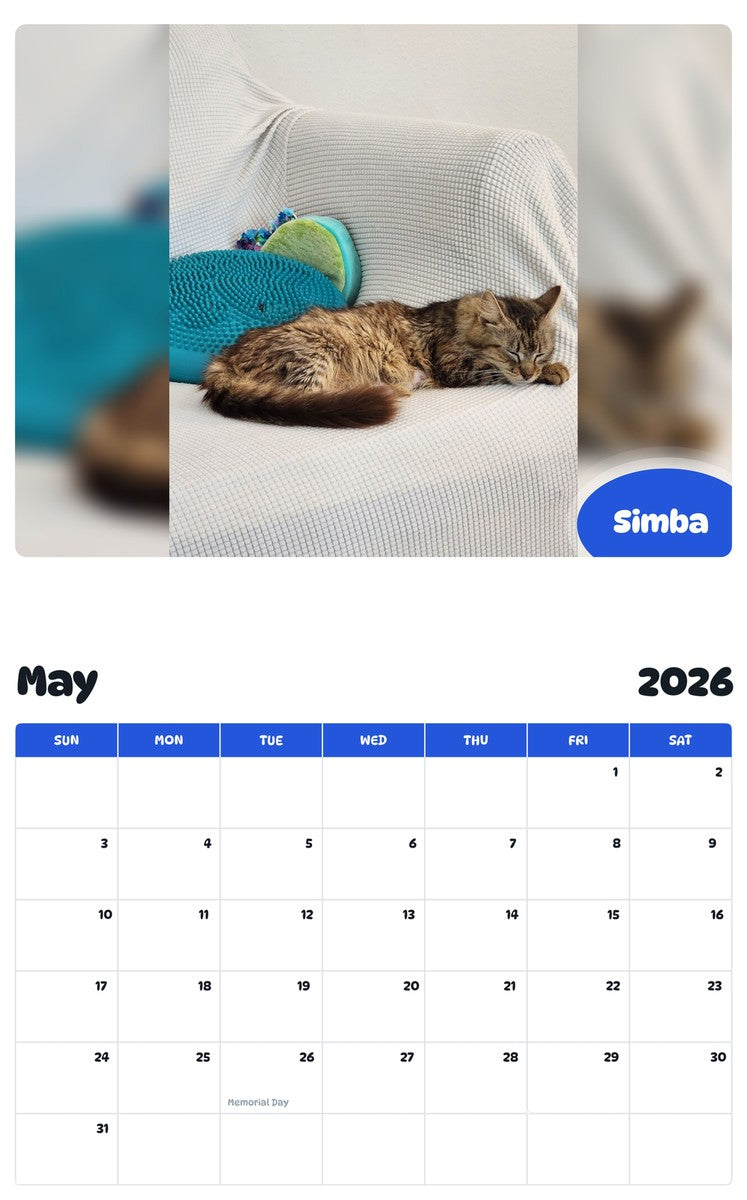 2026 - 2027 Simba - Pawidols Pet Calendar