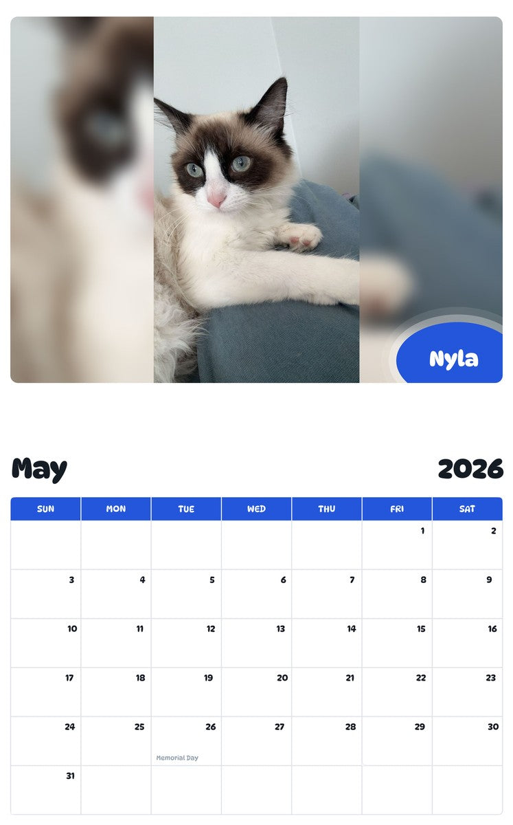 2026 - 2027 Nyla - Pawidols Pet Calendar